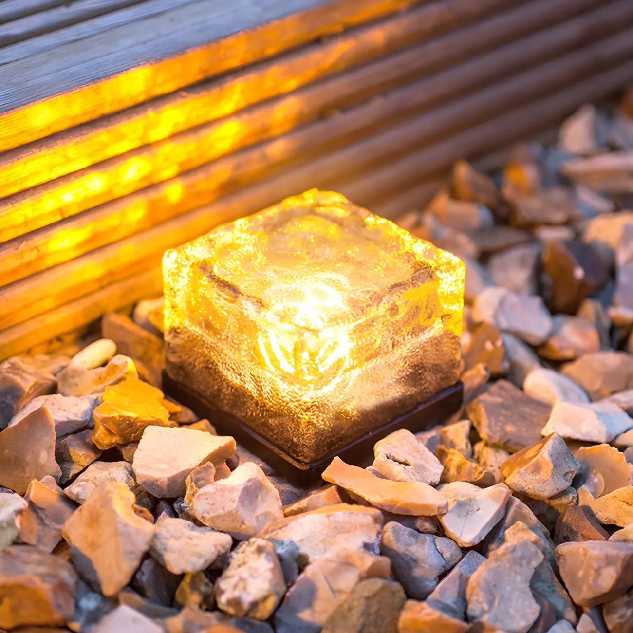 Modern Ice Block Textured Clear Glass LED Ground Light for Outdoor Garden Image - 6 | homeyfad