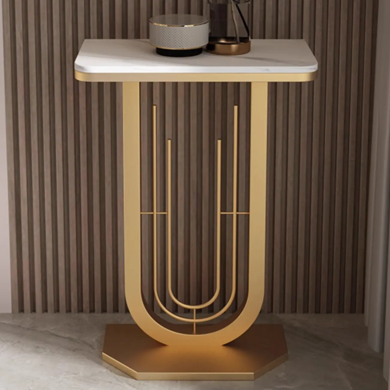 Modern Half-circle Console Table with U-Shaped Base Image - 12 | homeyfad