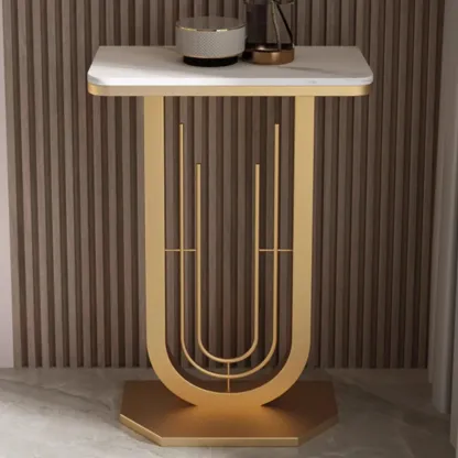 Modern Half-circle Console Table with U-Shaped Base Image - 12