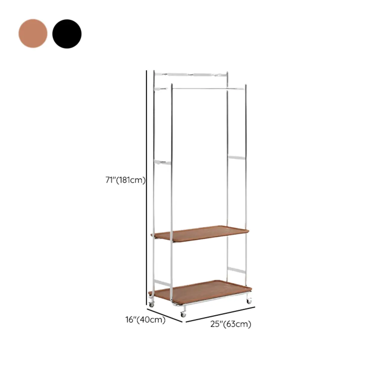 Modern Steel Hall Tree with Shelves and Wheels Image - 13 | homeyfad