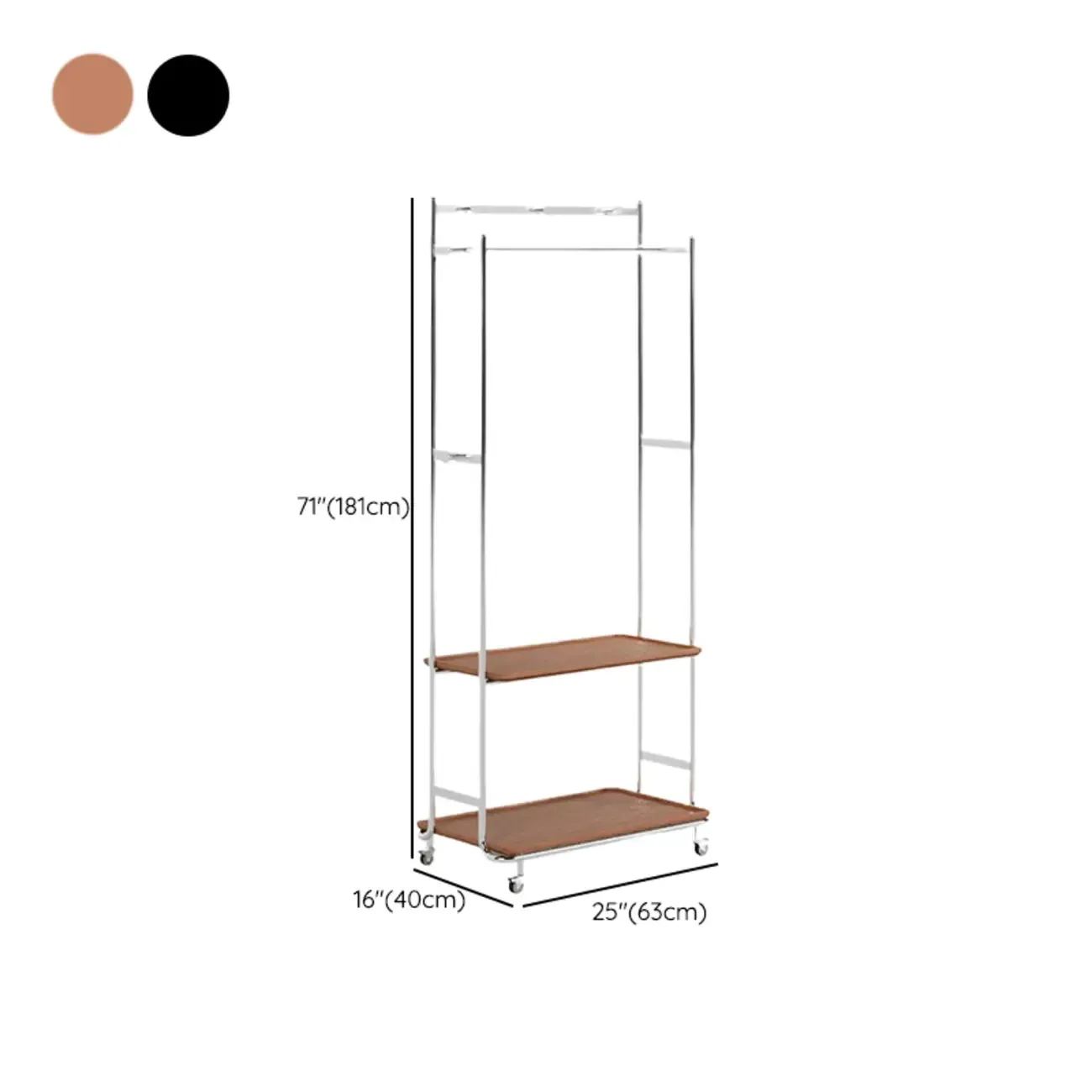 Modern Steel Hall Tree with Shelves and Wheels Image - 13