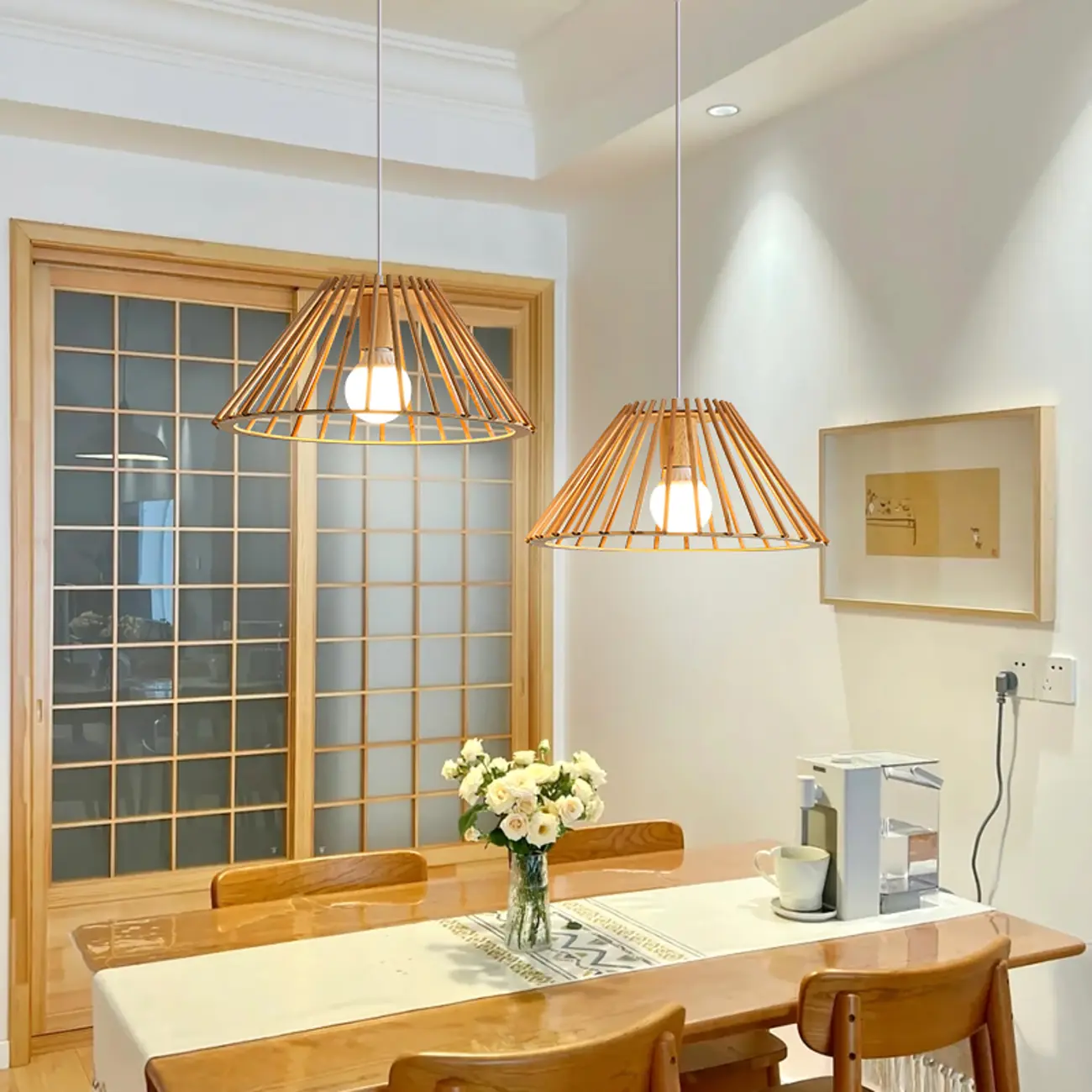 Modern Wood Geometric Island Pendant Light for Kitchen Image - 1 | homeyfad