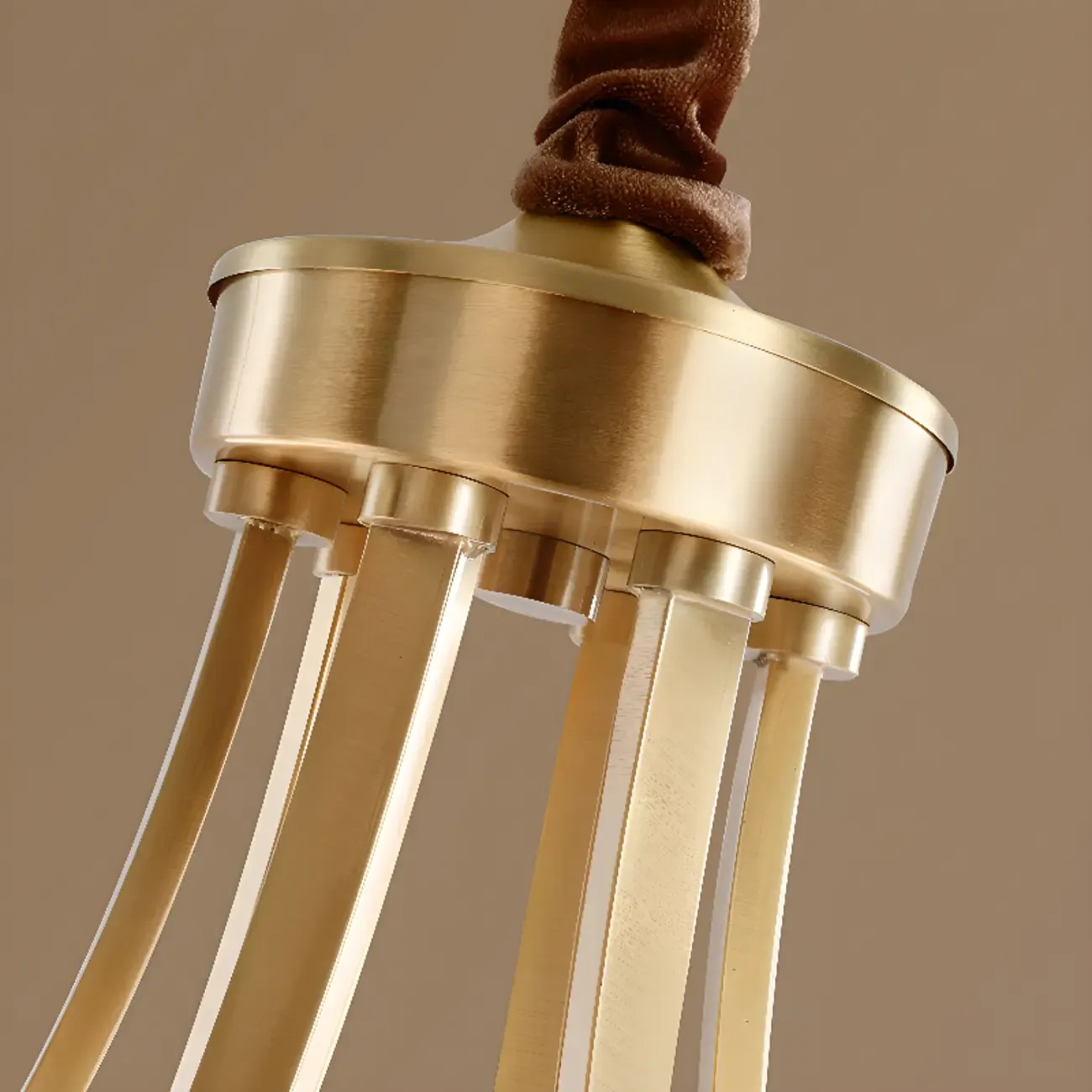 Vintage Brass Chandelier with Lampshades for Living Room Image - 8