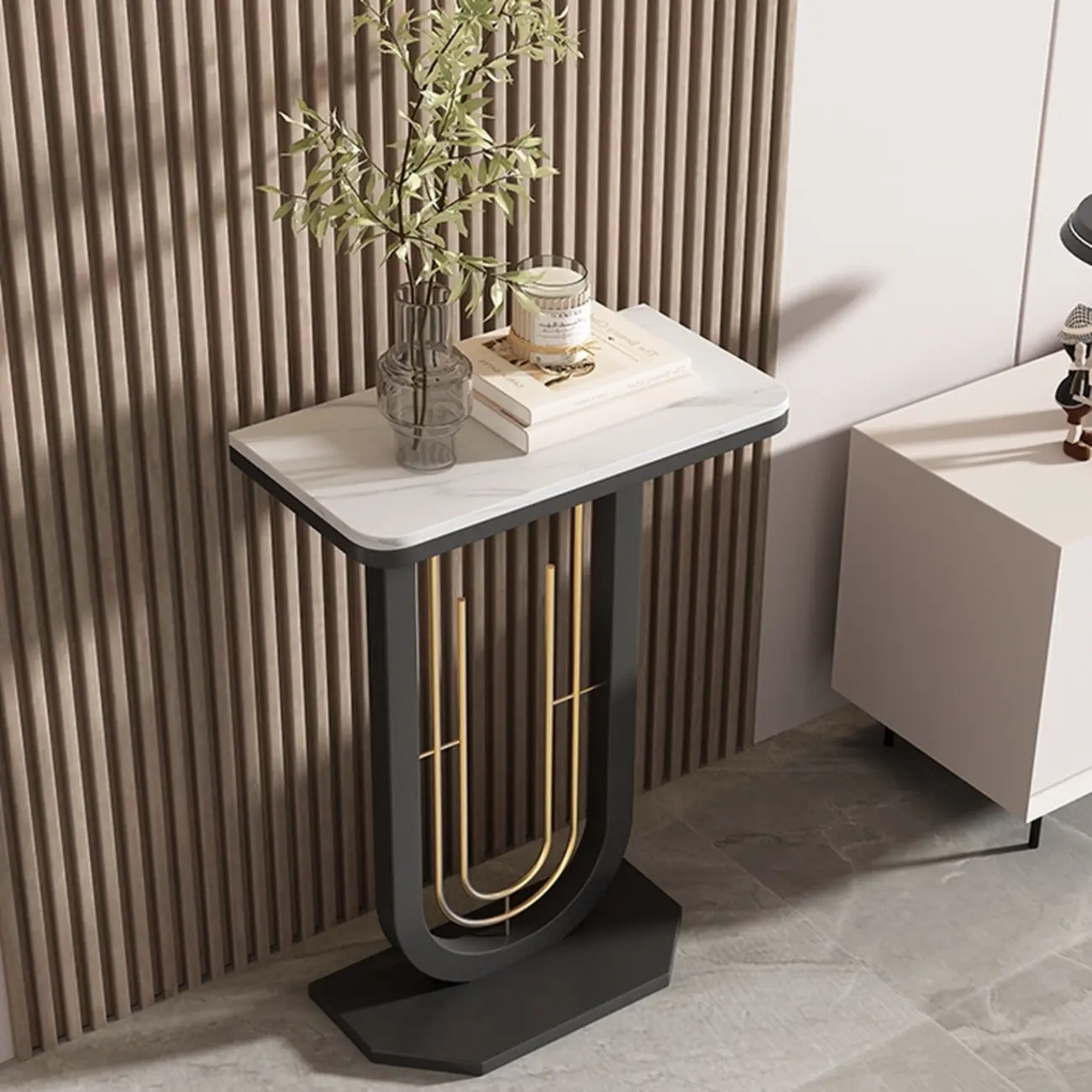 Modern Half-circle Console Table with U-Shaped Base Image - 13 | homeyfad
