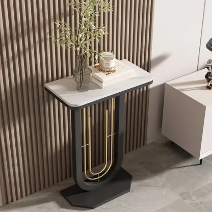 Modern Half-circle Console Table with U-Shaped Base Image - 13