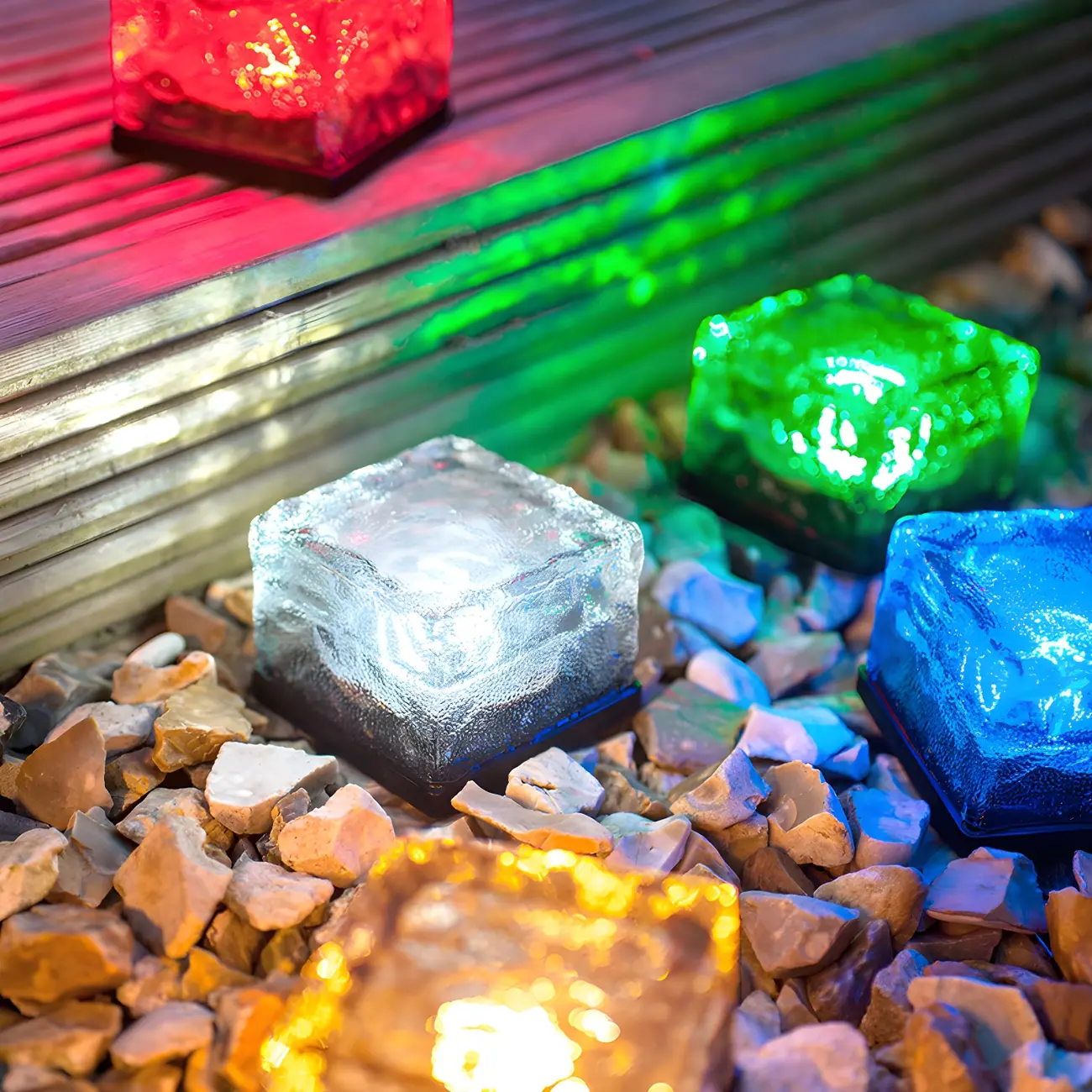 Modern Ice Block Textured Clear Glass LED Ground Light for Outdoor Garden Image - 7 | homeyfad