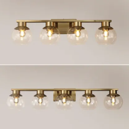 Classic Brass Vanity Lights with Transparent Ball Shade Image - 13