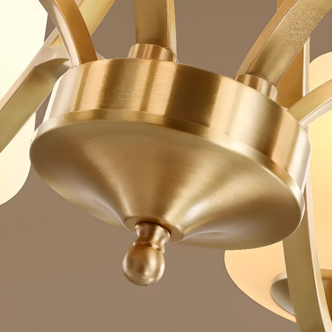 Vintage Brass Chandelier with Lampshades for Living Room Image - 9