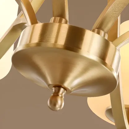 Vintage Brass Chandelier with Lampshades for Living Room Image - 9