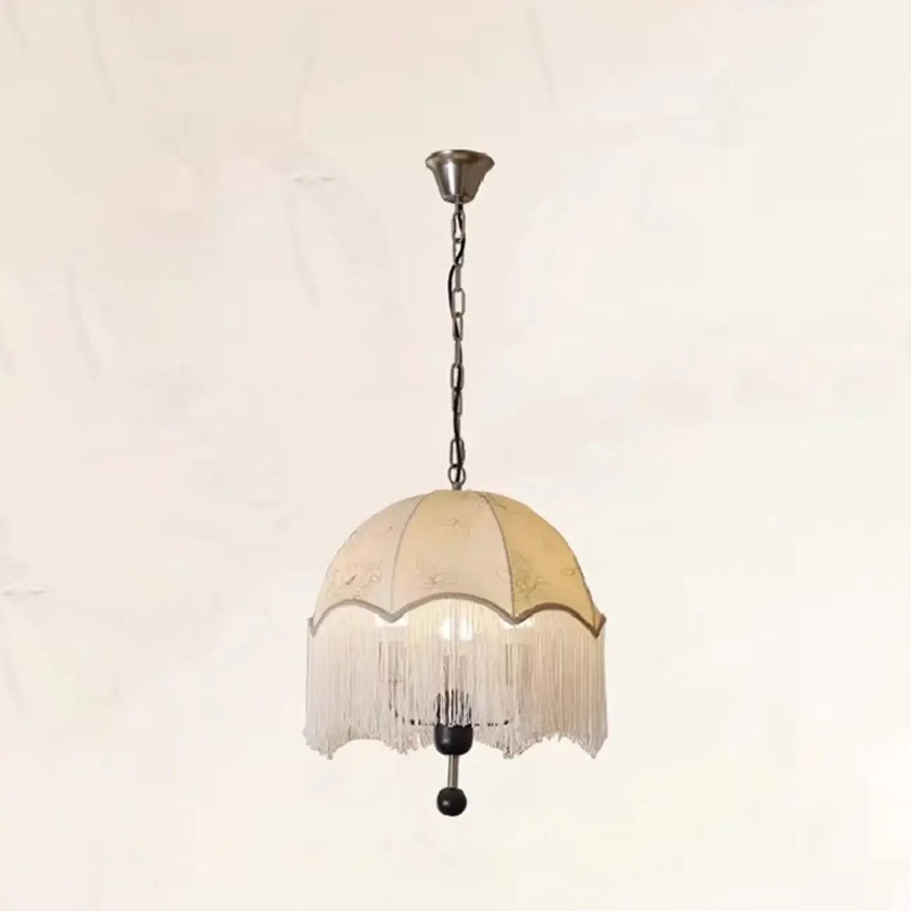 Adjustable Vintage Lantern Chandelier with Fabric Lampshade Image - 3 | homeyfad