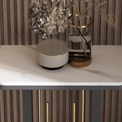 Modern Half-circle Console Table with U-Shaped Base Image - 15