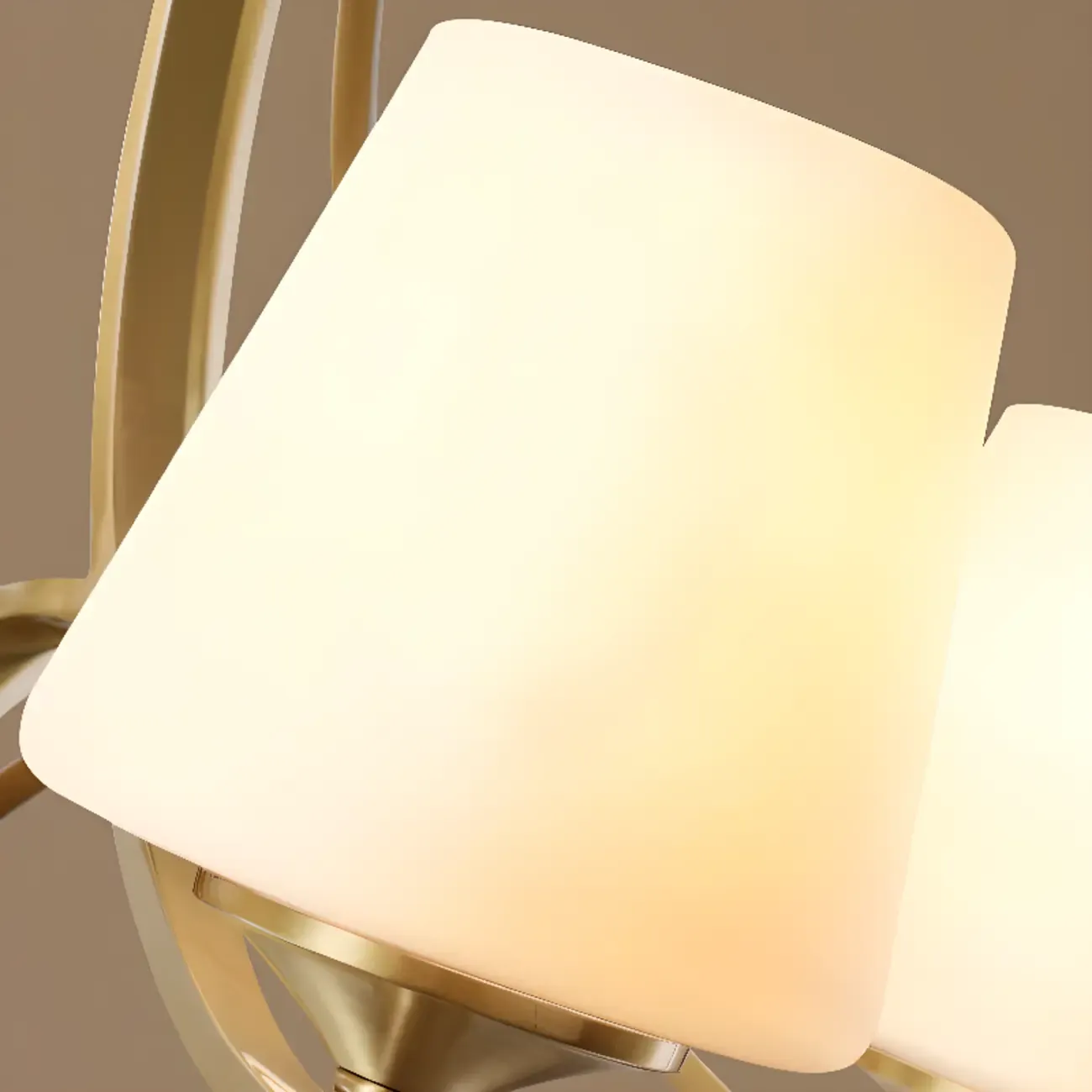 Vintage Brass Chandelier with Lampshades for Living Room Image - 10