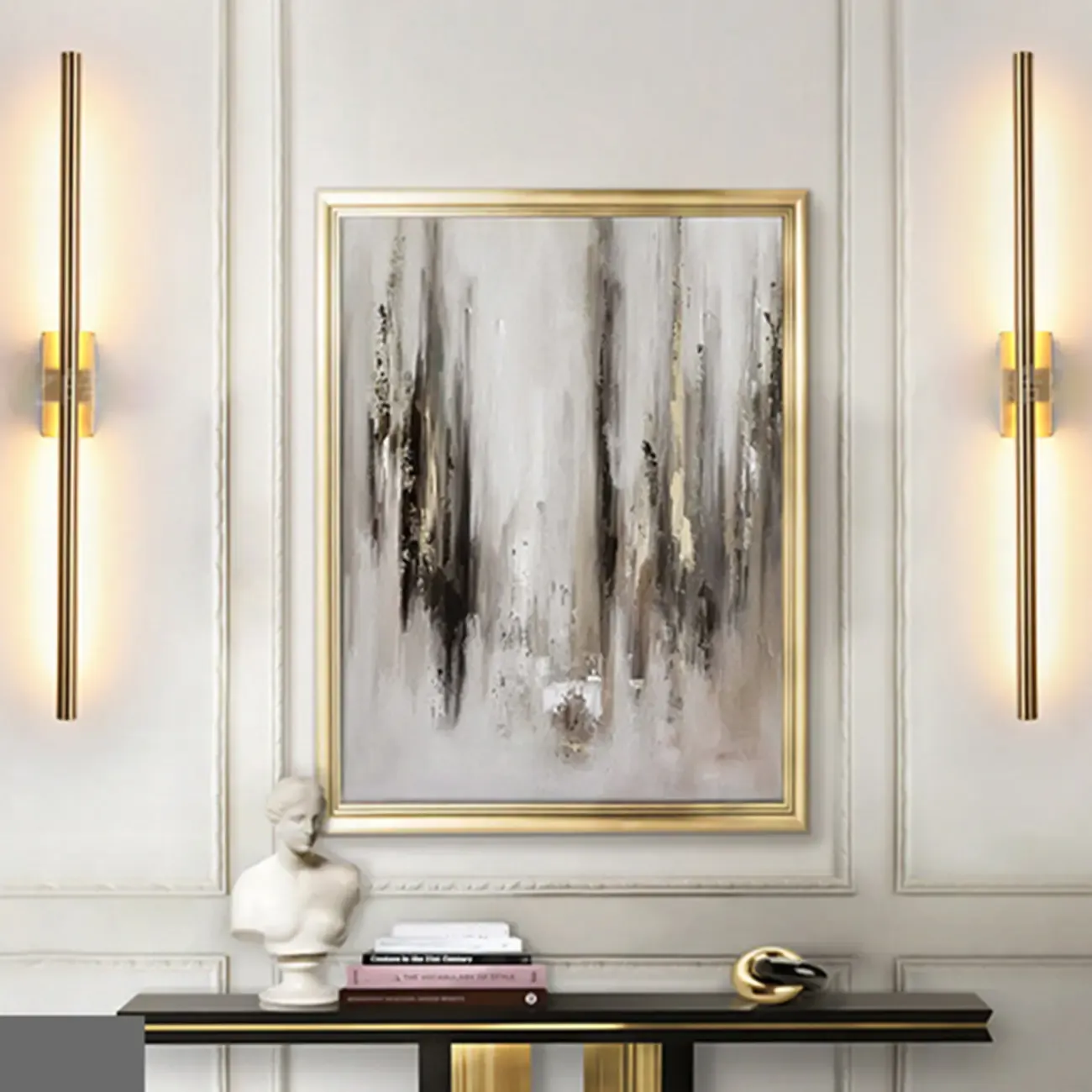 Simple Linear cylindrical Gold Vanity Lights for Bathroom Image - 12