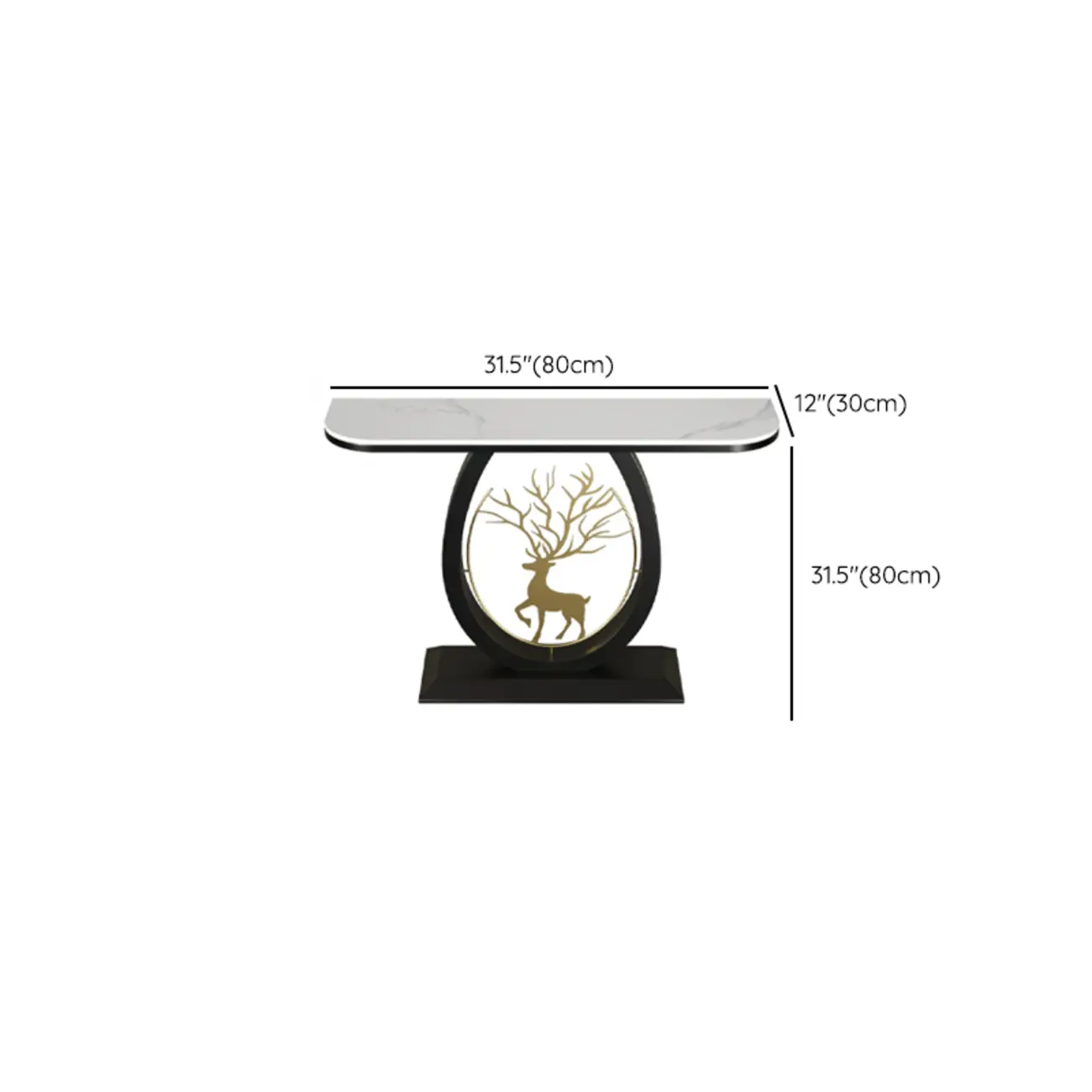 Modern Half-circle Console Table with U-Shaped Base #size