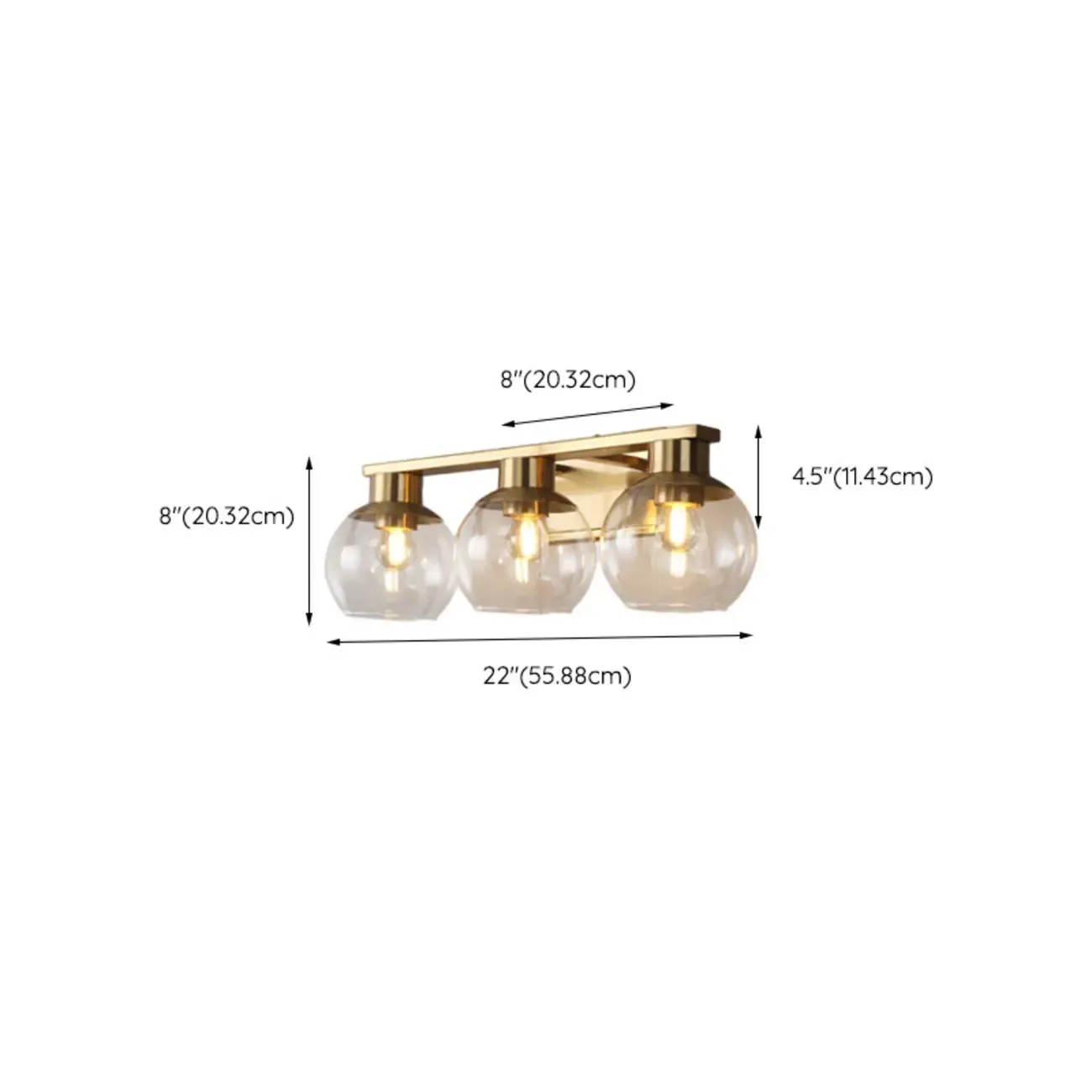Classic Brass Vanity Lights with Transparent Ball Shade Image - 17