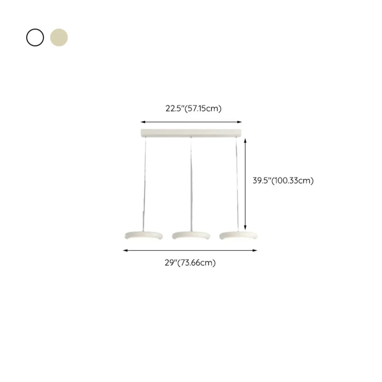 Modern 3 Light Milky Glass LED Pendant Light for Dining Room #size