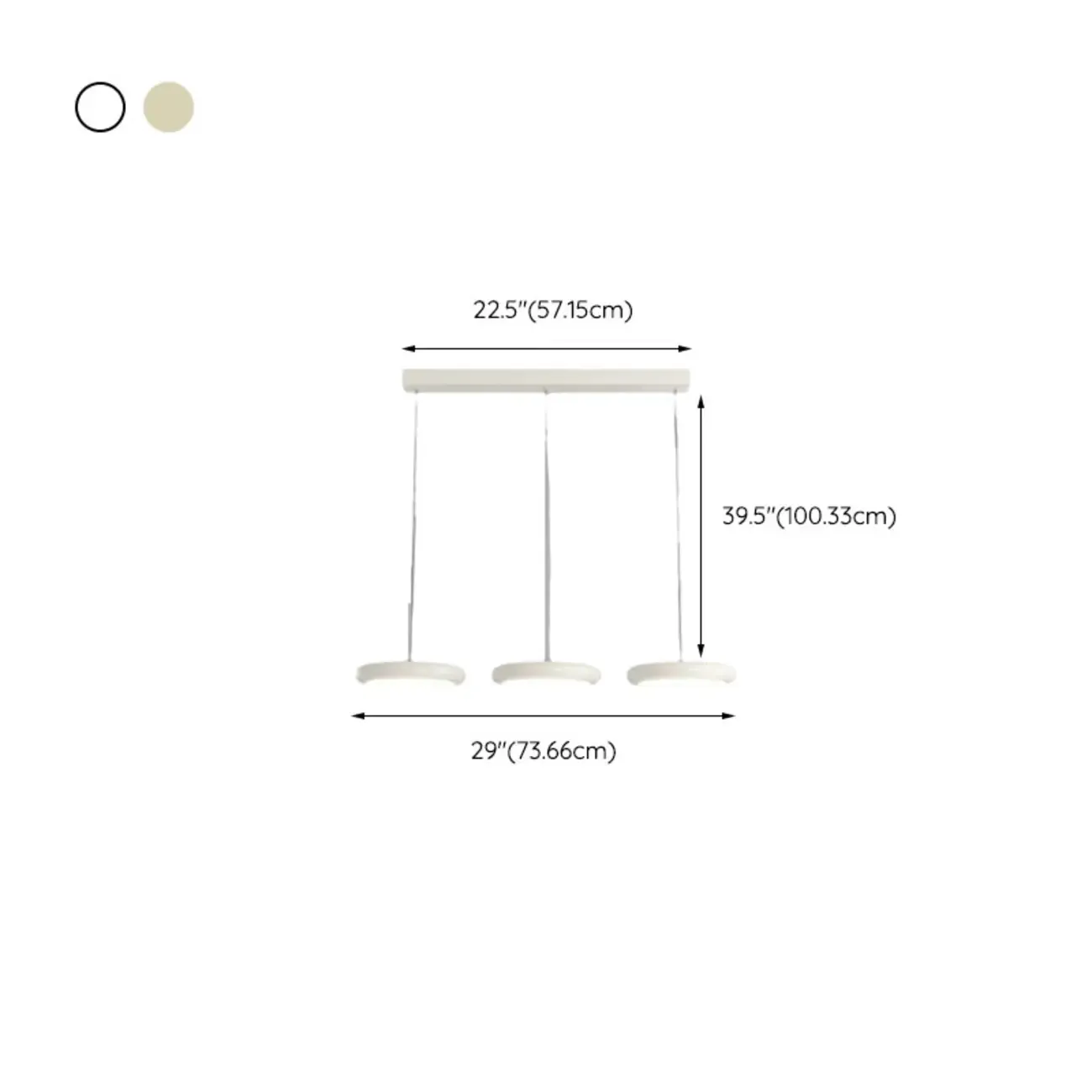 Modern 3 Light Milky Glass LED Pendant Light for Dining Room #size