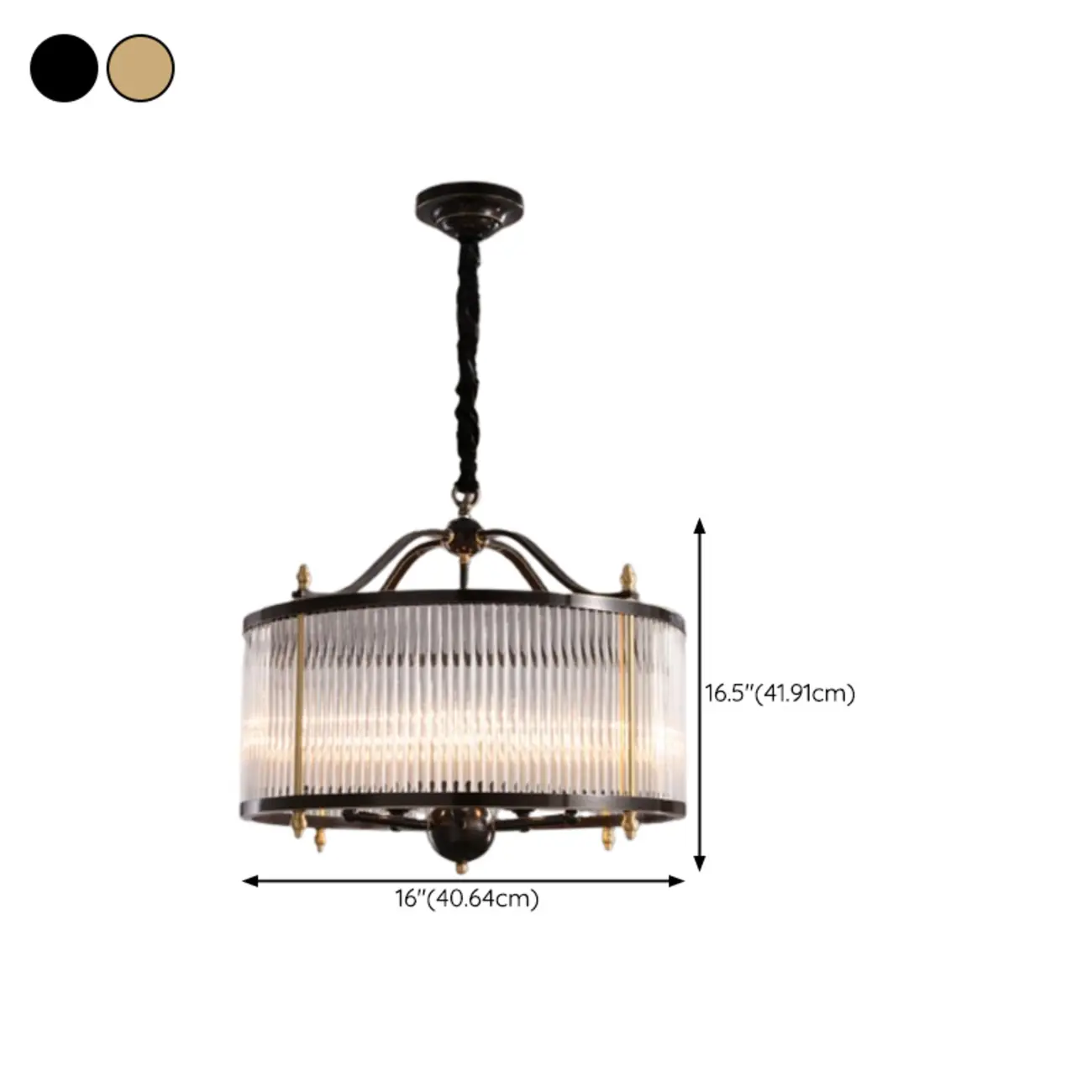 Modern 3-Light Crystal Round Chandelier with Flexible Height #size