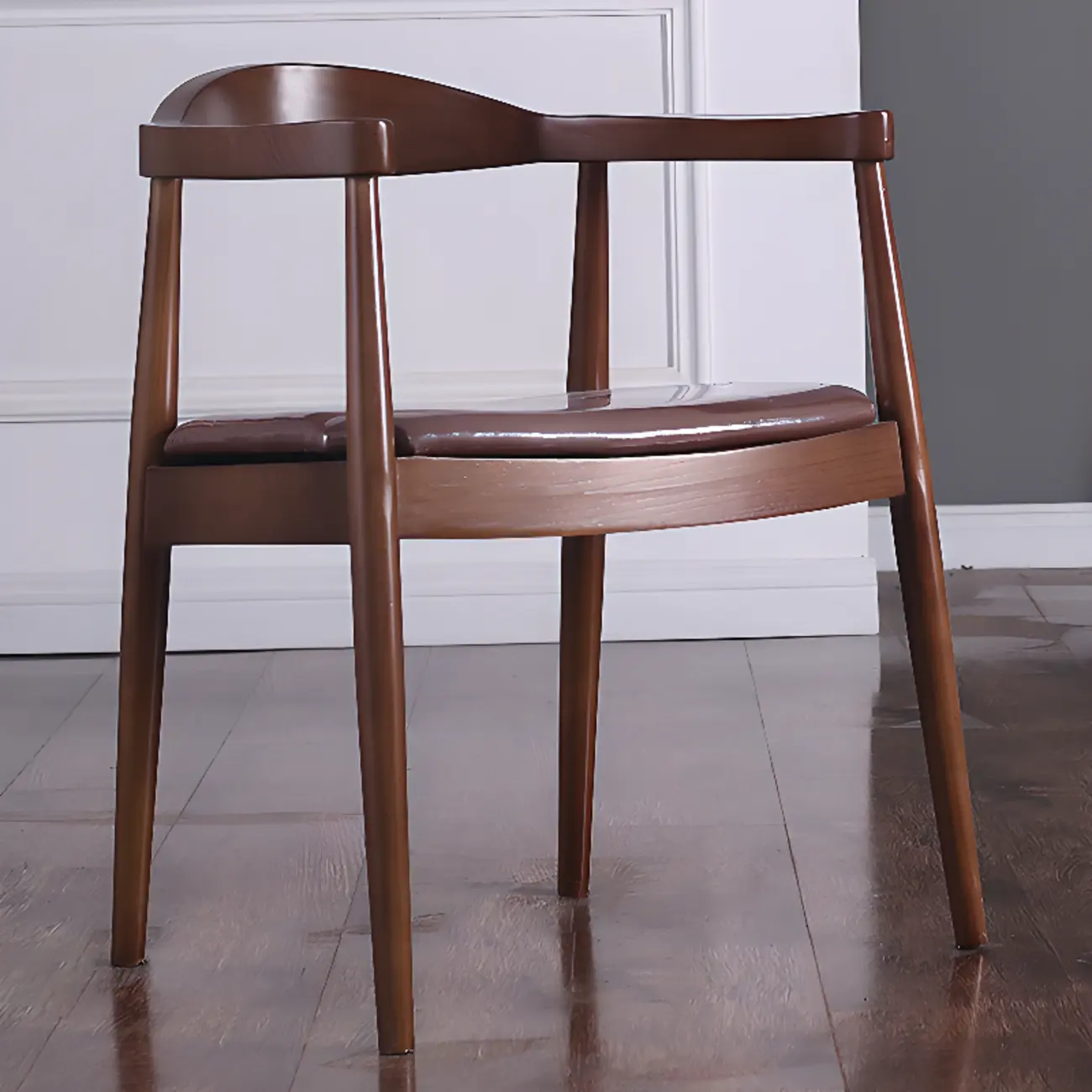 Brown Upholstered Dining Chair with Armrests Image - 2 | homeyfad