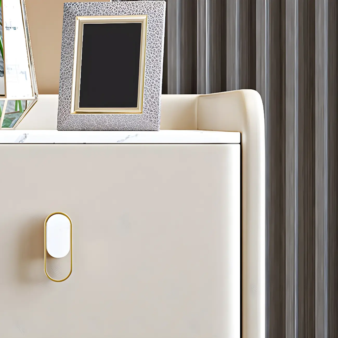 Modern Green Wood Nightstand with 3 Drawers Stone Countertop Image - 12 | homeyfad