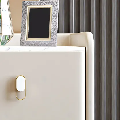 Modern Green Wood Nightstand with 3 Drawers Stone Countertop Image - 12