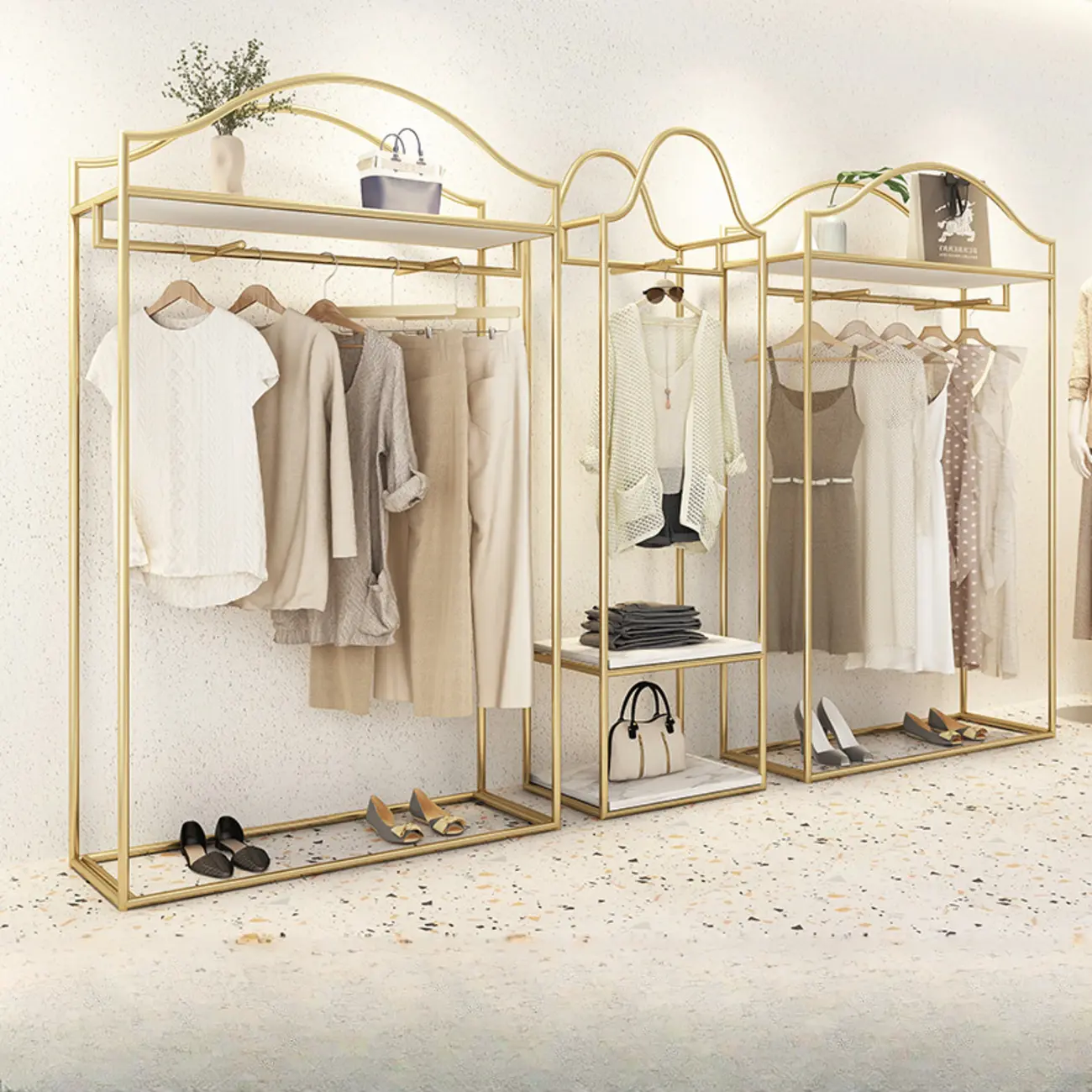 Modern Gold Metal Freestanding Hall Tree with Storage Image - 2 | homeyfad