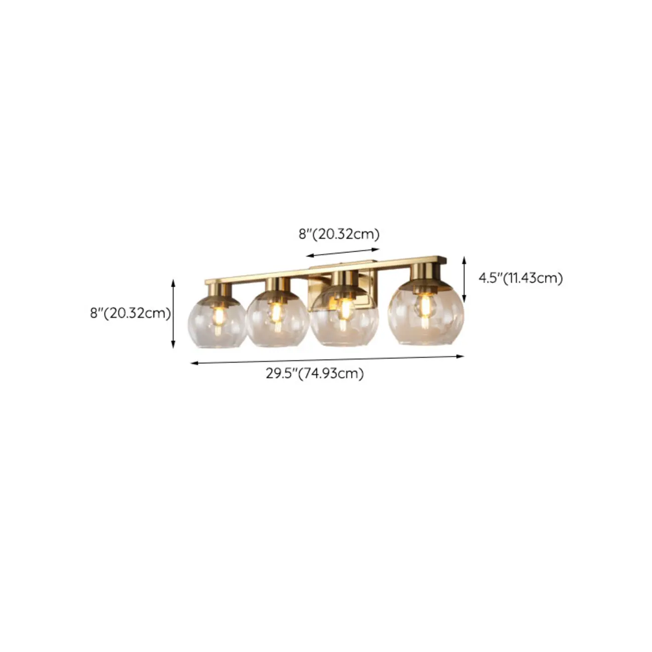 Classic Brass Vanity Lights with Transparent Ball Shade Image - 18 | homeyfad