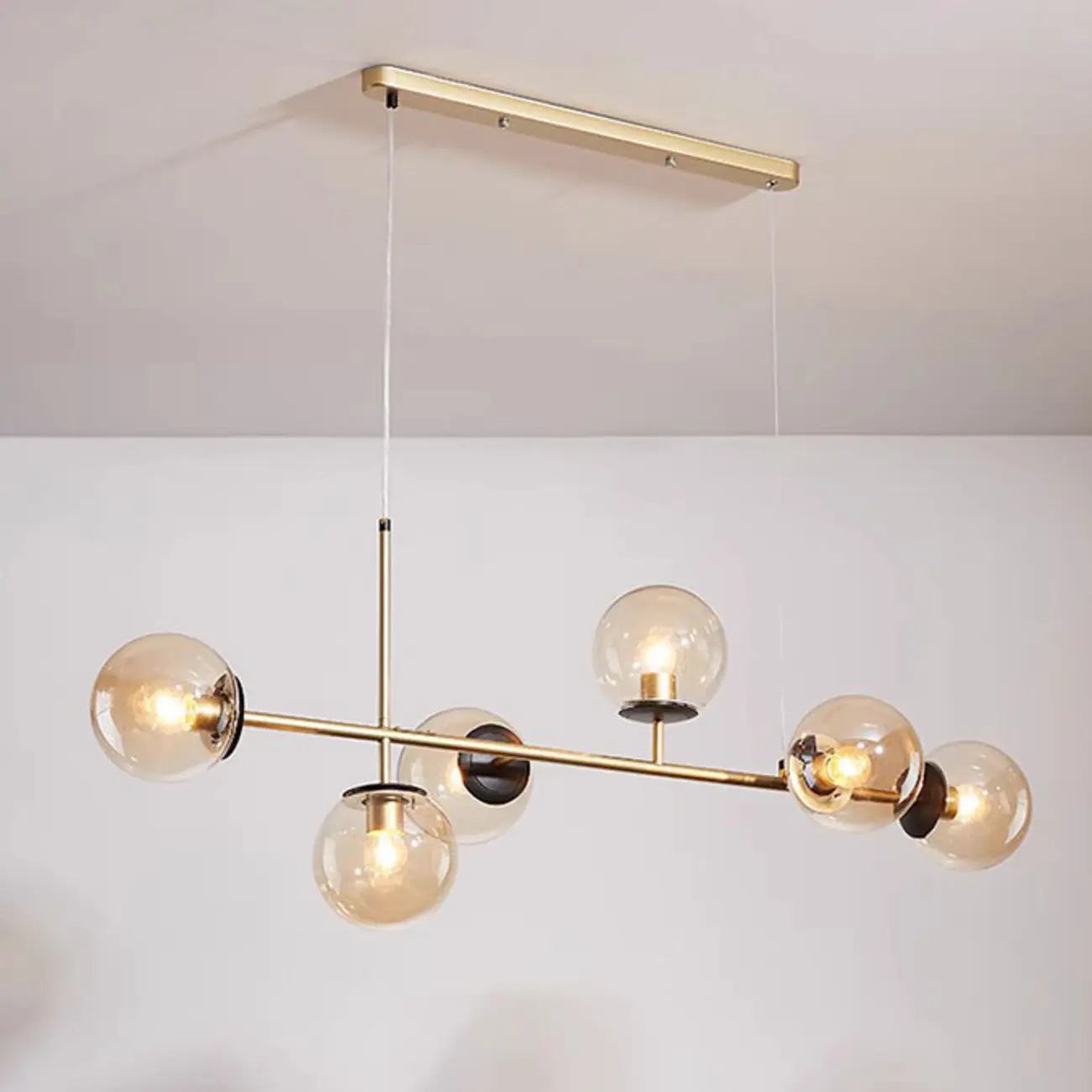 6 Light Glass Globe Island Pendant Light with Adjustable Length Image - 2 | homeyfad