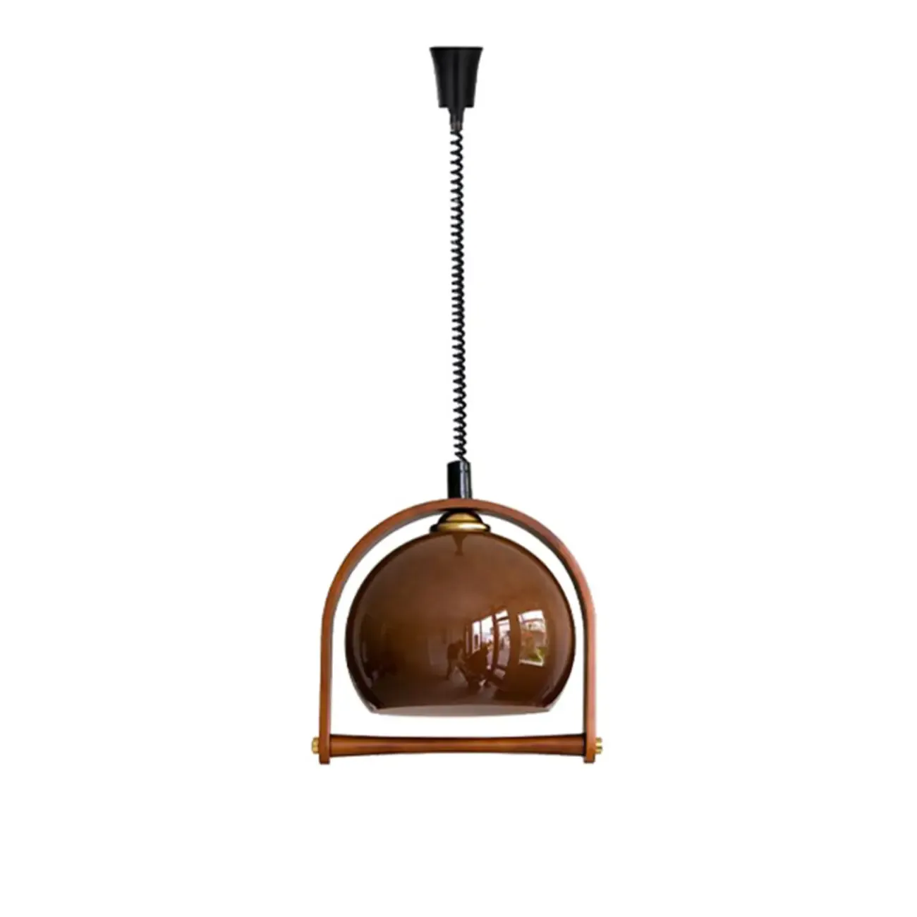 Modern Yellow Round Pendant Lamp with Metal Frame for Living Room Image - 5