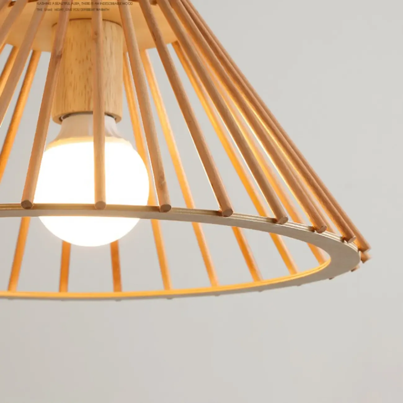 2 Light Natural Wood Polygonal Pendant Light for Kitchen Image - 6