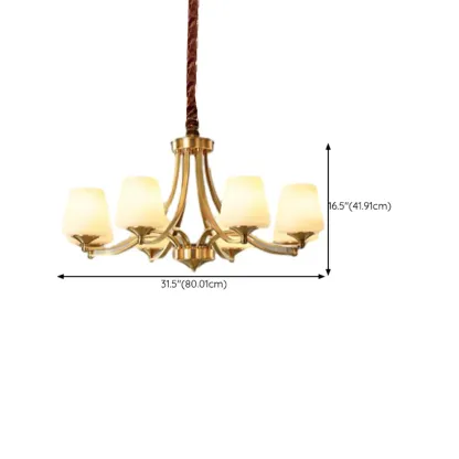 Vintage Brass Chandelier with Lampshades for Living Room #size