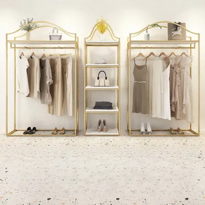 Modern Gold Metal Freestanding Hall Tree with Storage Image - 3