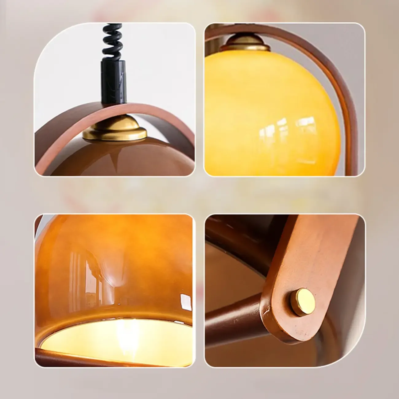 Modern Yellow Round Pendant Lamp with Metal Frame for Living Room Image - 6