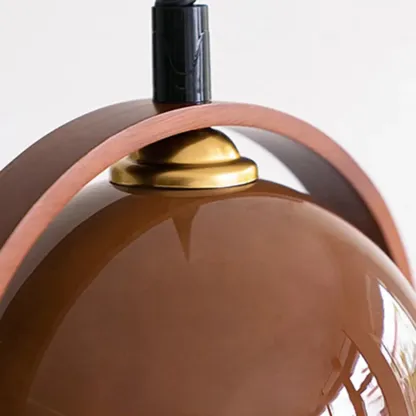 Modern Yellow Round Pendant Lamp with Metal Frame for Living Room Image - 7