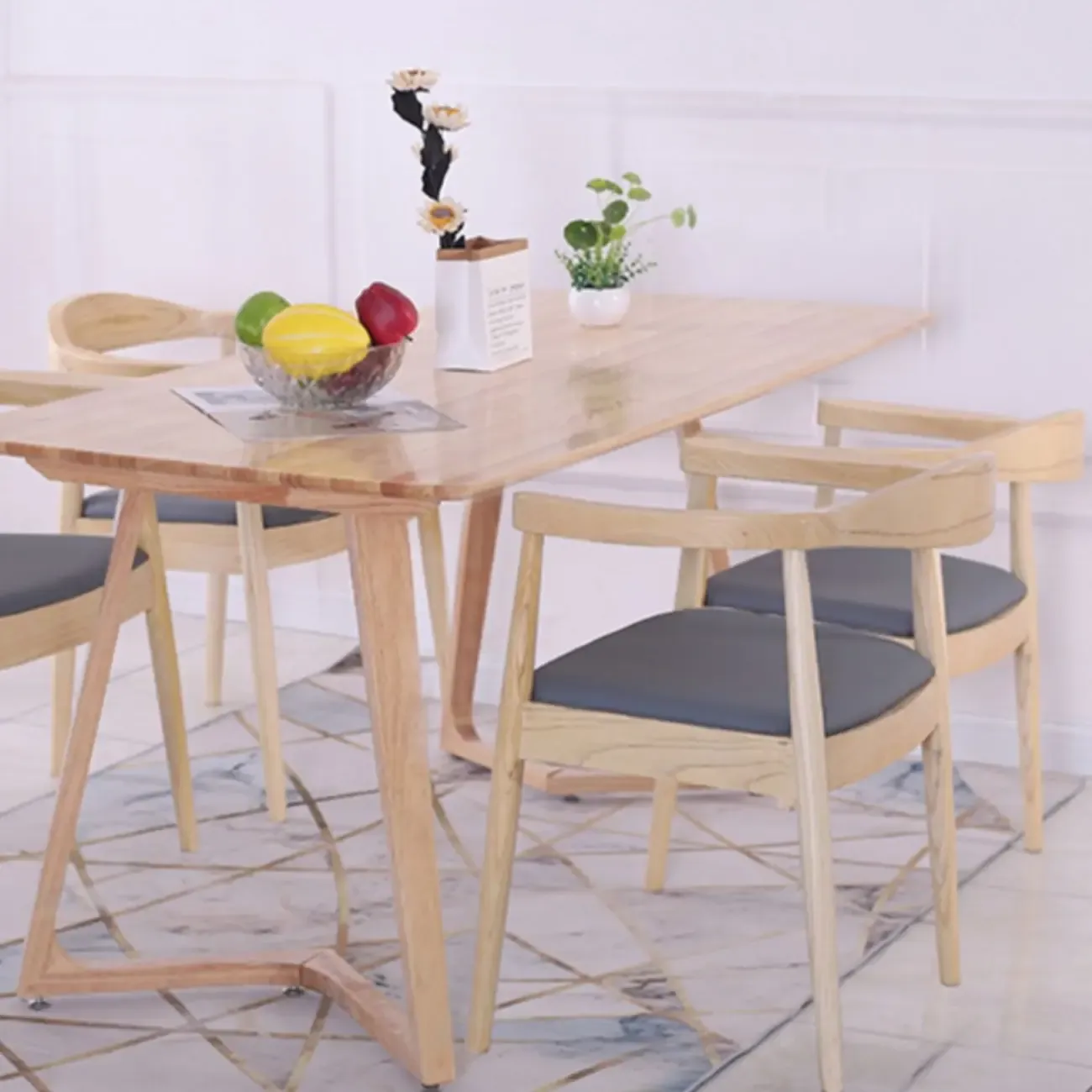 Brown Upholstered Dining Chair with Armrests Image - 4