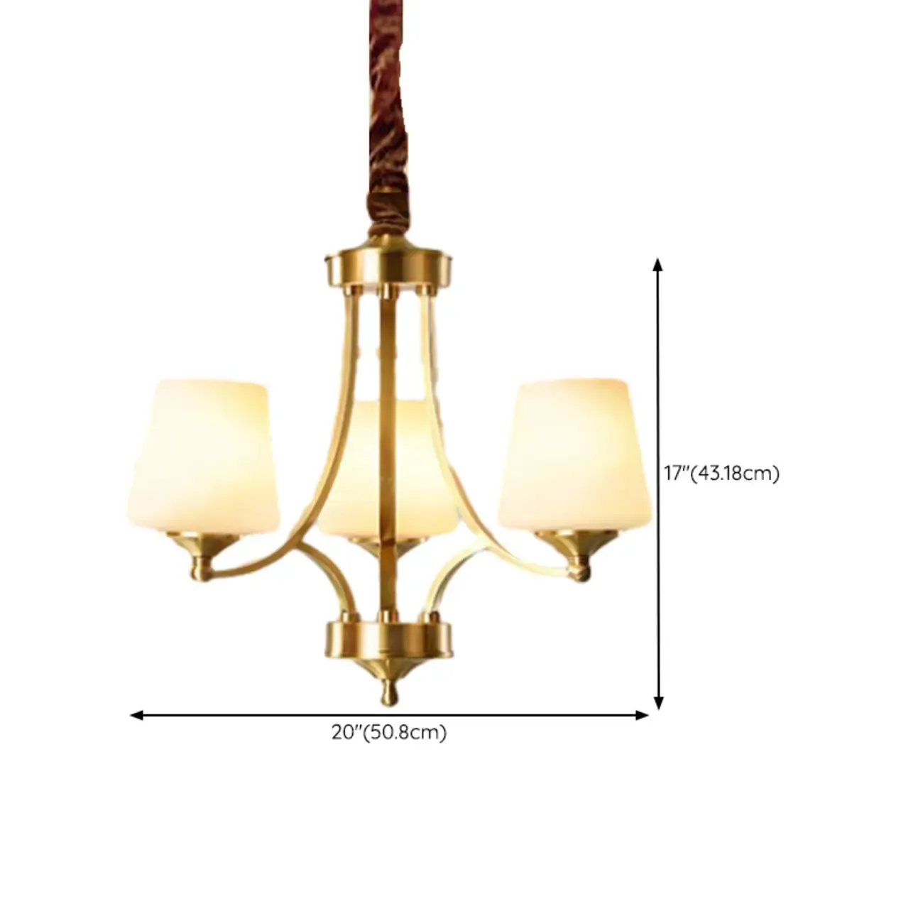 Vintage Brass Chandelier with Lampshades for Living Room Image - 14