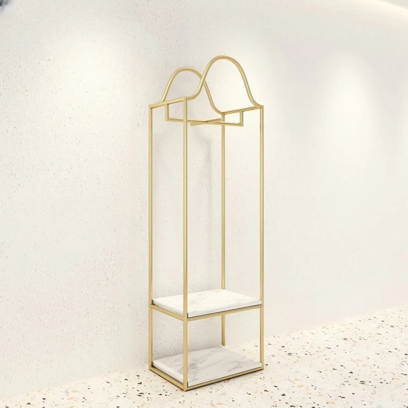Modern Gold Metal Freestanding Hall Tree with Storage Image - 4