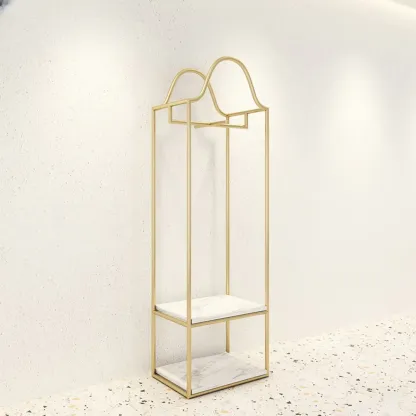Modern Gold Metal Freestanding Hall Tree with Storage Image - 4