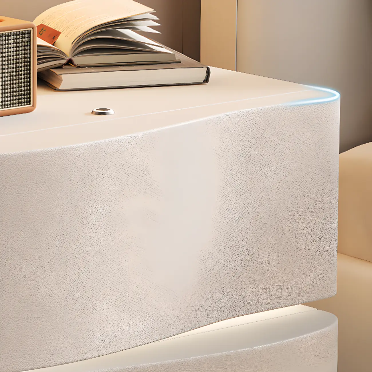 Stylish Wooden Nightstand with Wave Design in Grey with 3 Drawers Image - 8 | homeyfad