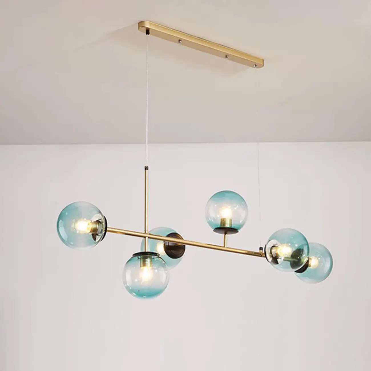 6 Light Glass Globe Island Pendant Light with Adjustable Length Image - 5 | homeyfad