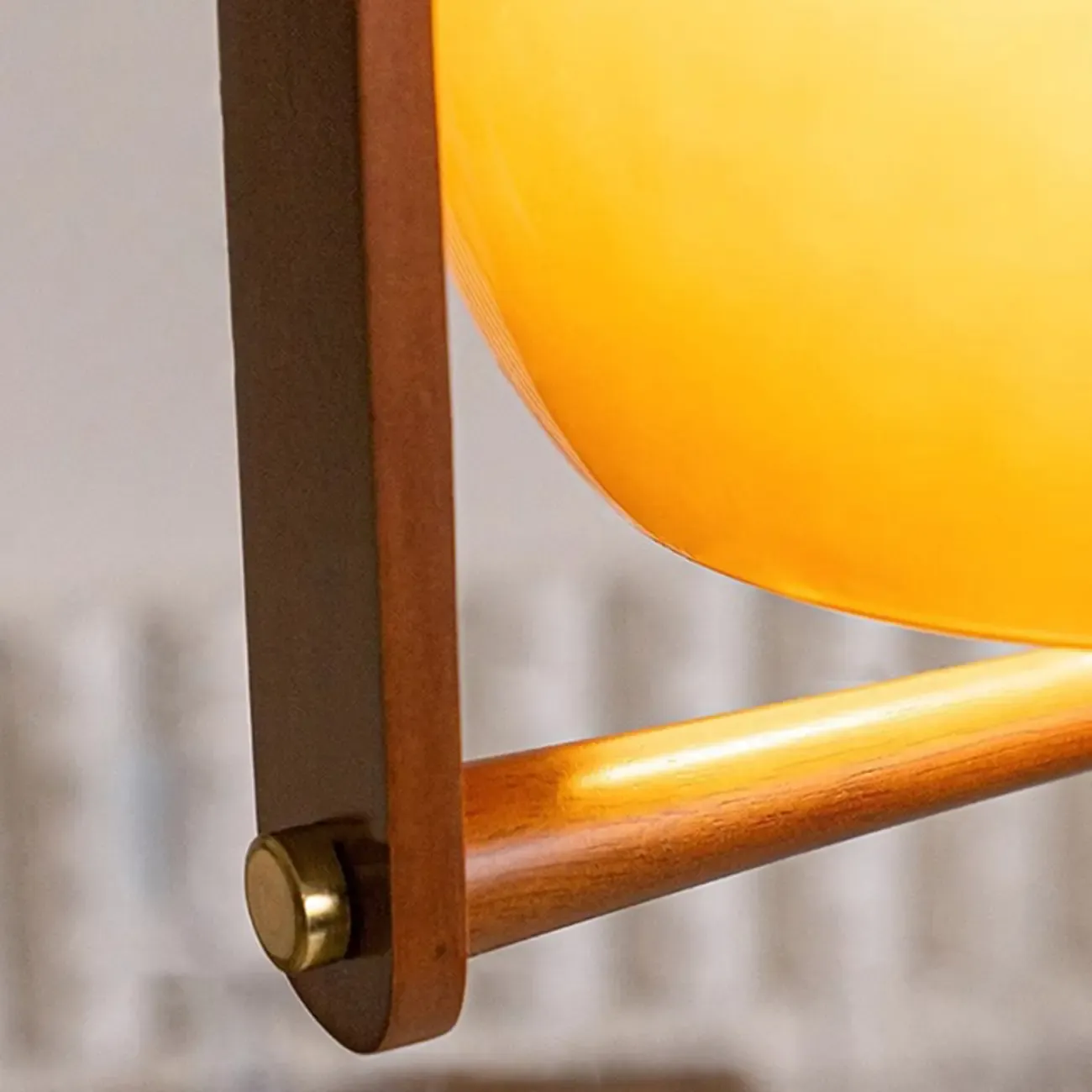 Modern Yellow Round Pendant Lamp with Metal Frame for Living Room Image - 8