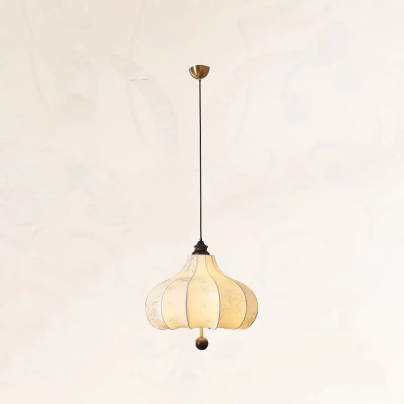 Adjustable Vintage Lantern Chandelier with Fabric Lampshade Image - 9 | homeyfad