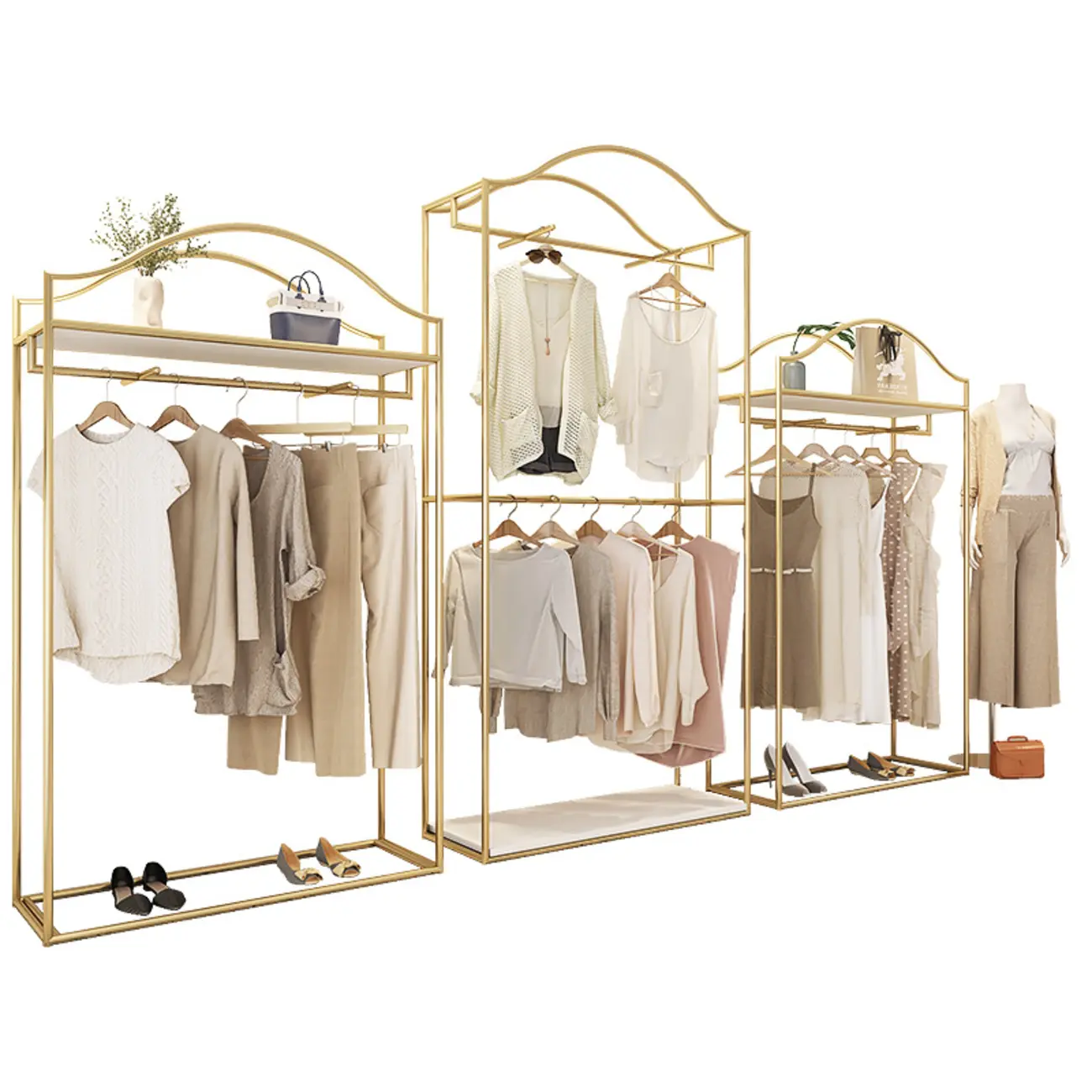 Modern Gold Metal Freestanding Hall Tree with Storage Image - 5 | homeyfad
