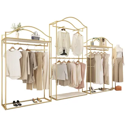 Modern Gold Metal Freestanding Hall Tree with Storage Image - 5