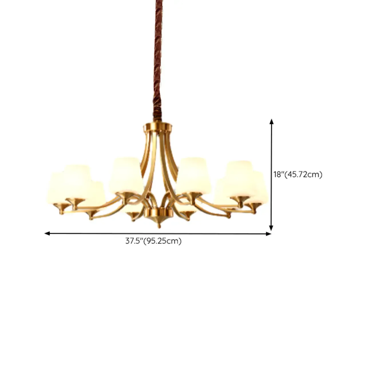 Vintage Brass Chandelier with Lampshades for Living Room Image - 15