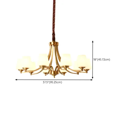 Vintage Brass Chandelier with Lampshades for Living Room Image - 15