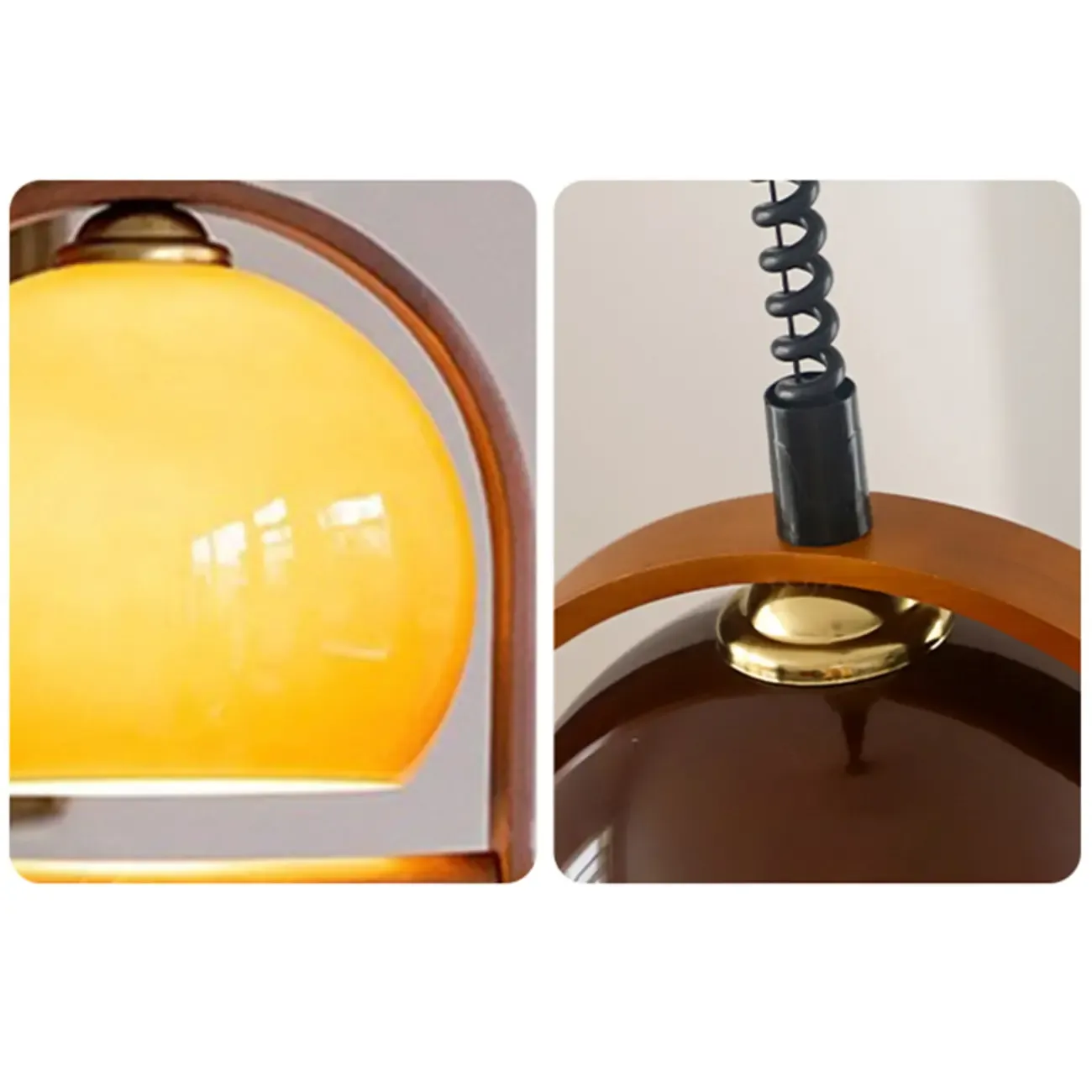 Modern Yellow Round Pendant Lamp with Metal Frame for Living Room Image - 9