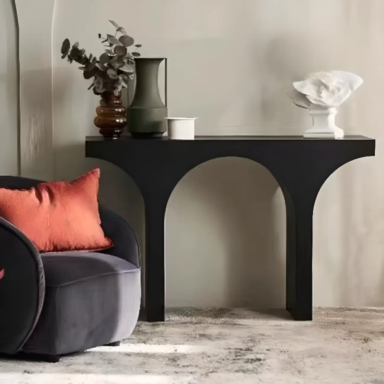 Scandinavian Black Wooden Console Table with Sled Base Image - 1 | homeyfad