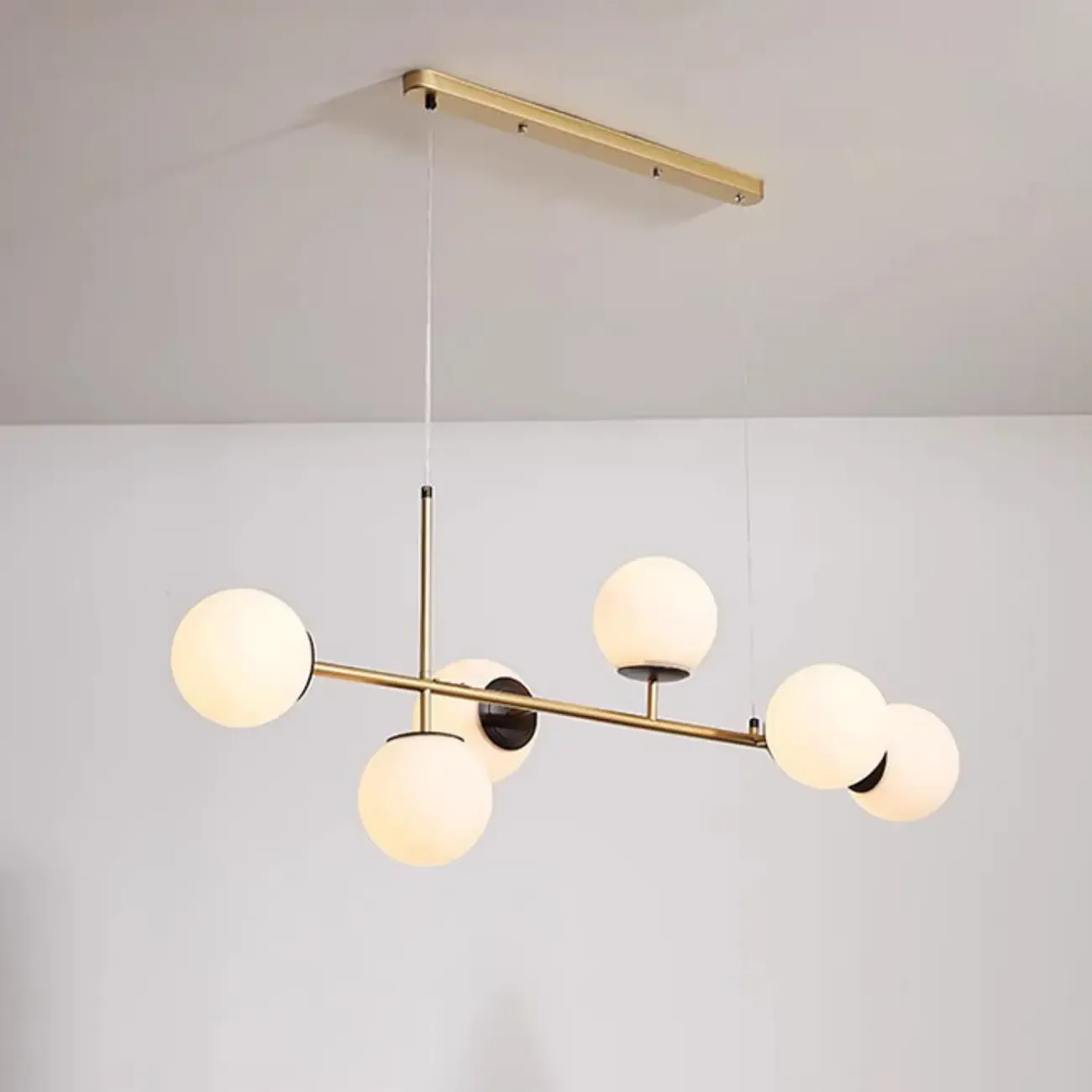 6 Light Glass Globe Island Pendant Light with Adjustable Length Image - 7