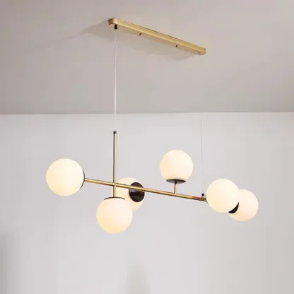 6 Light Glass Globe Island Pendant Light with Adjustable Length Image - 7